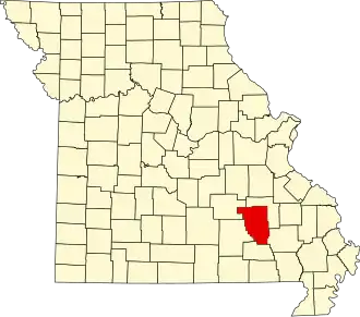 Locatie van Reynolds County in Missouri