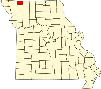 Locatie van Worth County in Missouri