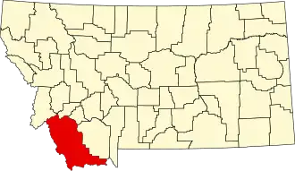 Locatie van Beaverhead County in Montana