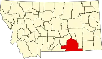 Locatie van Big Horn County in Montana