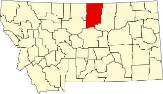 Locatie van Blaine County in Montana