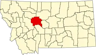 Locatie van Cascade County in Montana