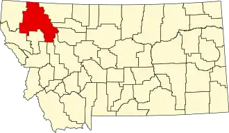 Locatie van Flathead County in Montana