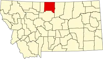 Locatie van Hill County in Montana