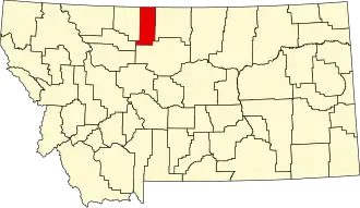 Locatie van Liberty County in Montana