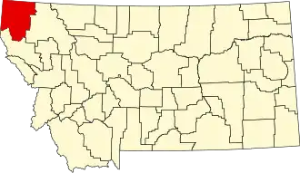 Locatie van Lincoln County in Montana