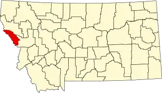 Locatie van Mineral County in Montana