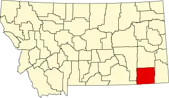 Locatie van Powder River County in Montana