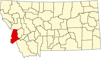 Locatie van Ravalli County in Montana