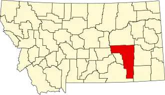Locatie van Rosebud County in Montana
