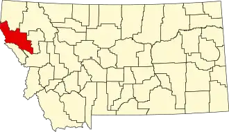 Locatie van Sanders County in Montana