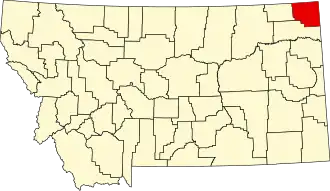 Locatie van Sheridan County in Montana