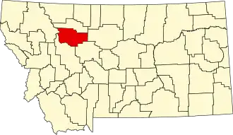 Locatie van Teton County in Montana