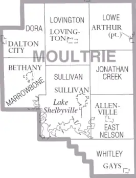 Kaart van Moultrie County