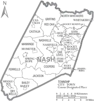 Kaart van Nash County