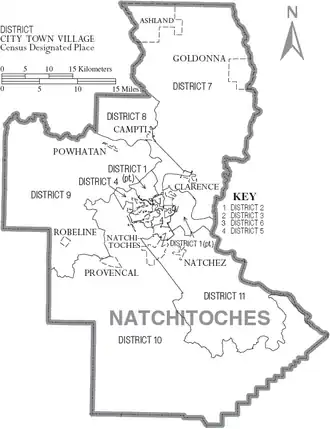 Kaart van Natchitoches Parish