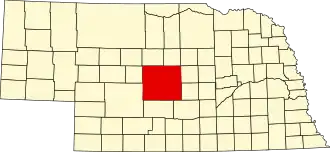 Locatie van Custer County in Nebraska