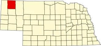 Locatie van Dawes County in Nebraska
