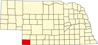 Locatie van Dundy County in Nebraska