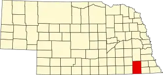Locatie van Gage County in Nebraska