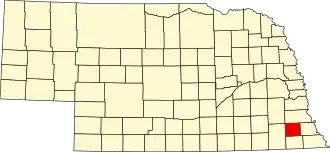 Locatie van Johnson County in Nebraska