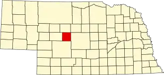 Locatie van Logan County in Nebraska