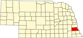Locatie van Otoe County in Nebraska