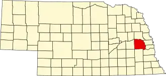 Locatie van Saunders County in Nebraska