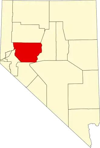 Locatie van Churchill County in Nevada