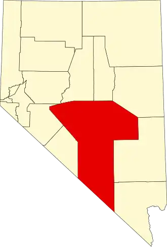 Locatie van Nye County in Nevada