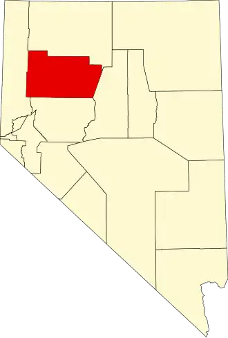 Locatie van Pershing County in Nevada