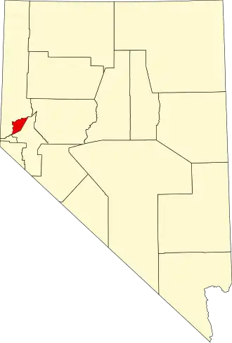 Locatie van Storey County in Nevada