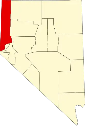 Locatie van Washoe County in Nevada