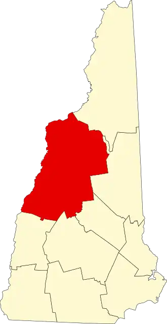 Locatie van Grafton County in New Hampshire
