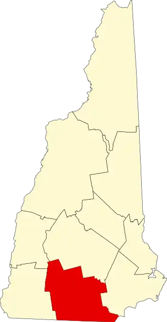Locatie van Hillsborough County in New Hampshire