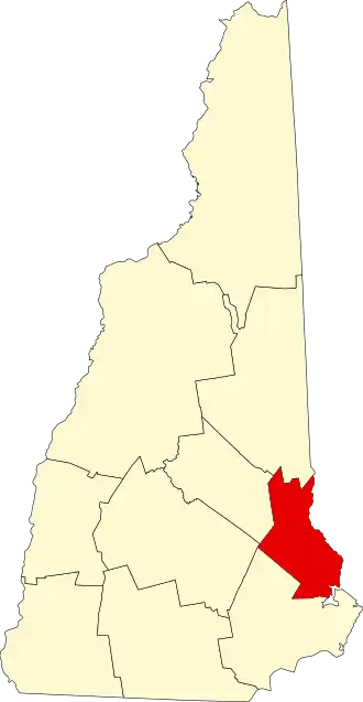 Locatie van Strafford County in New Hampshire