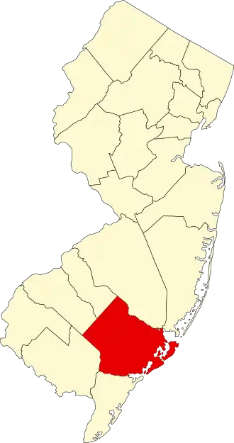 Locatie van Atlantic County in New Jersey