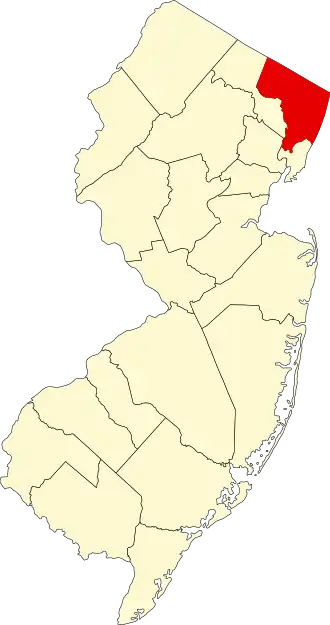 Locatie van Bergen County in New Jersey