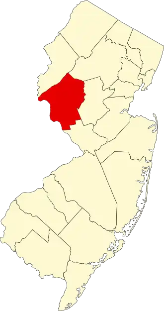 Locatie van Hunterdon County in New Jersey