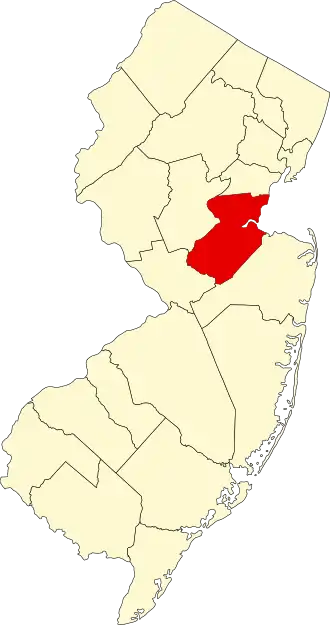 Locatie van Middlesex County in New Jersey