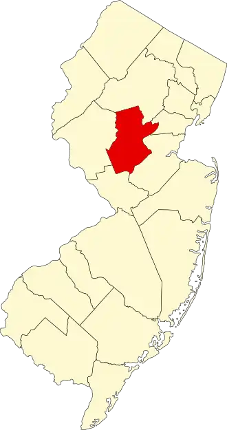 Locatie van Somerset County in New Jersey