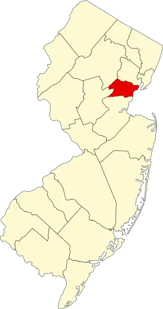 Locatie van Union County in New Jersey
