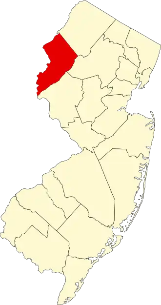 Locatie van Warren County in New Jersey