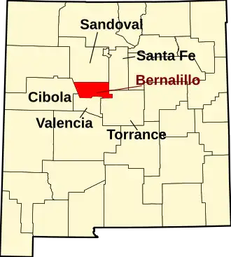 Locatie van Bernalillo County in New Mexico