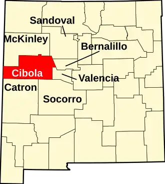 Locatie van Cibola County in New Mexico