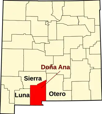 Locatie van Dona Ana County in New Mexico
