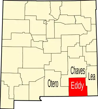 Locatie van Eddy County in New Mexico