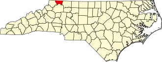 Locatie van Alleghany County in North Carolina