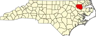 Locatie van Bertie County in North Carolina