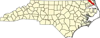 Locatie van Camden County in North Carolina
